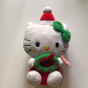Hello Kitty Ty Sanrio 2011 holiday wreath Santa hat